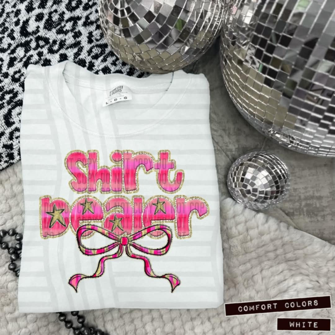 Shirt dealer pink with bow (Caplinger) 100631 DTF transfer