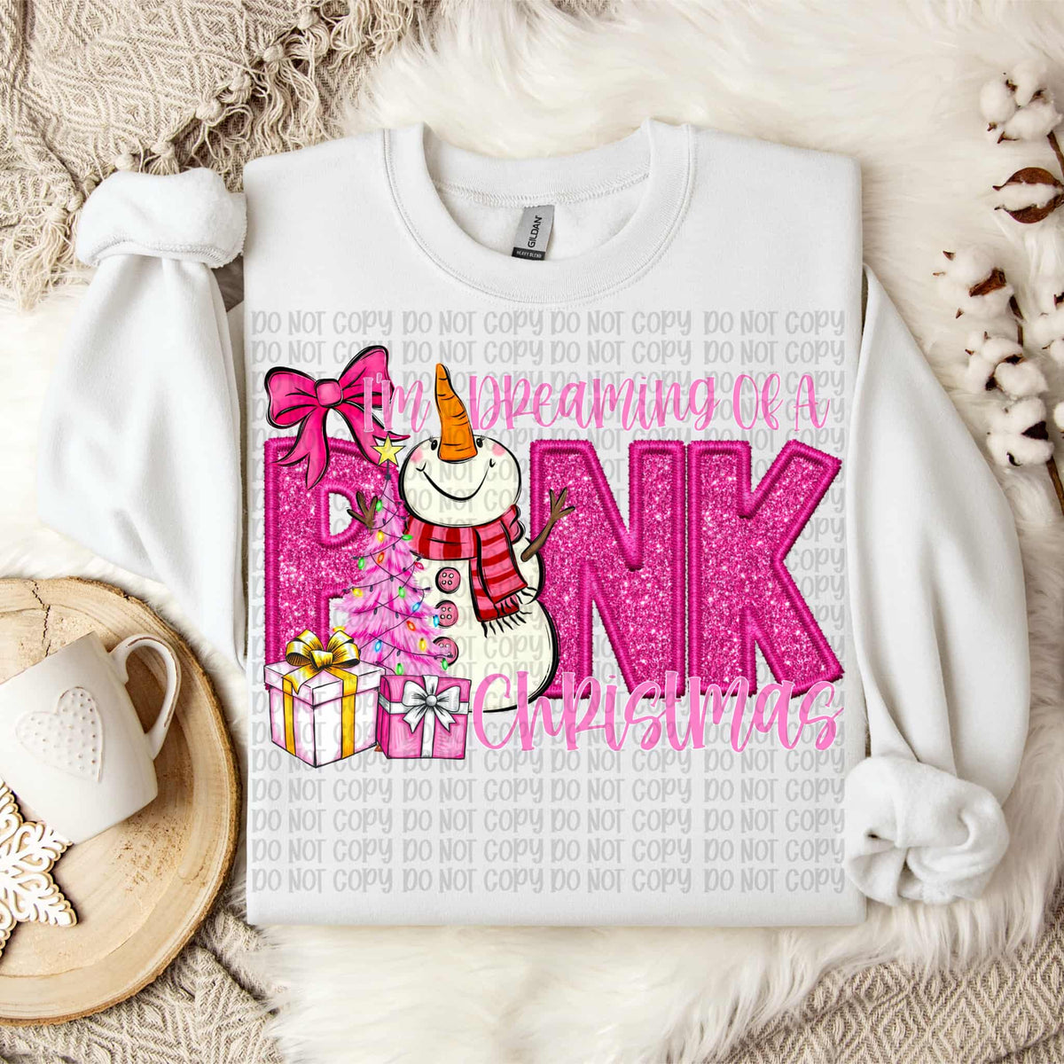 Dreaming of a pink Christmas snowman (VP) DTF Transfer