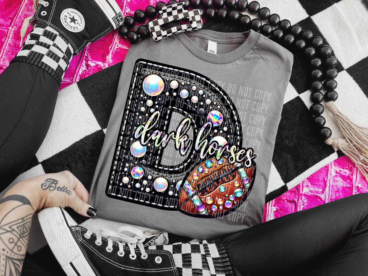 D dark horses leather rhinestone (caplinger) 52942 DTF transfer