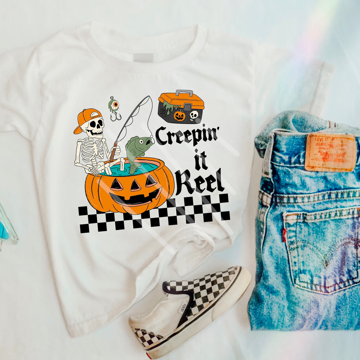 Creepin It Real Skeleton Fishing BOY 110541 DTF transfer