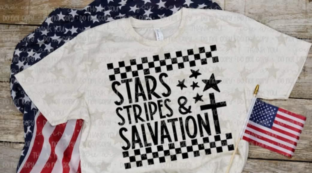 Stars stripes & salvation black font (OHD) 99378 DTF transfer
