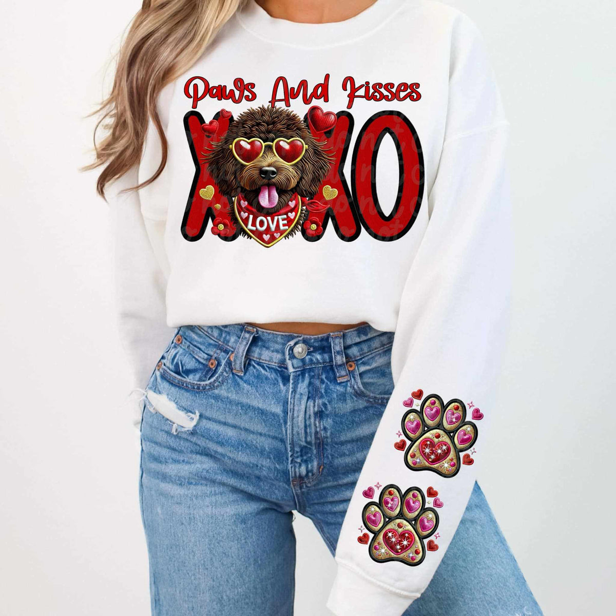 Paws and kisses chocolate doodle FRONT 75339 DTF transfer