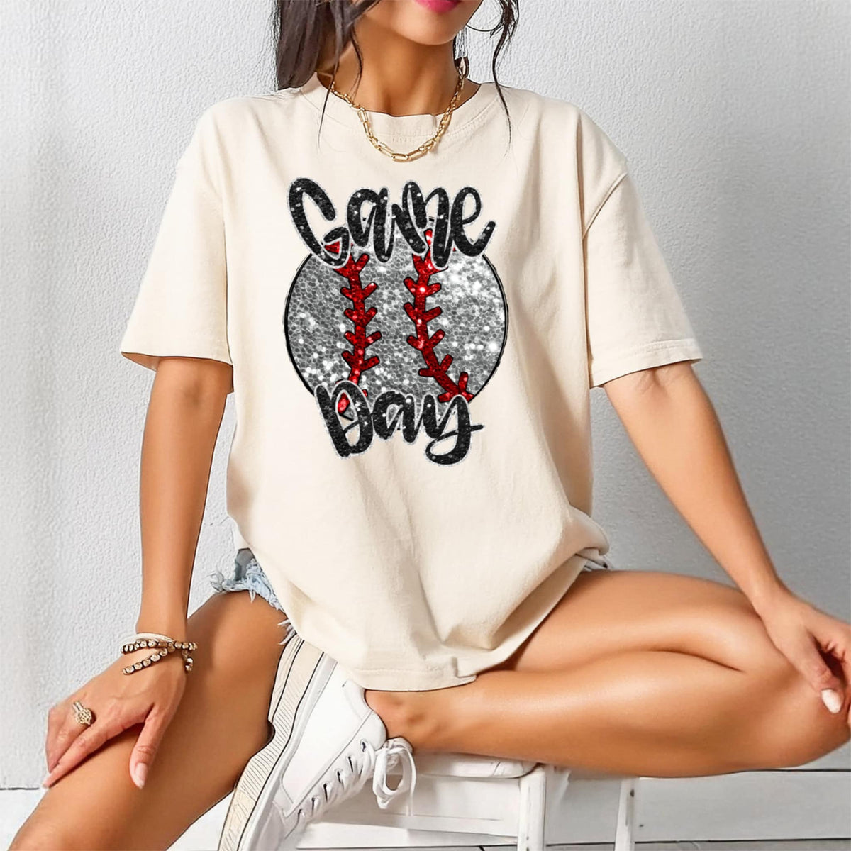 Game day glitter effect baseball 85864 DTF transfer