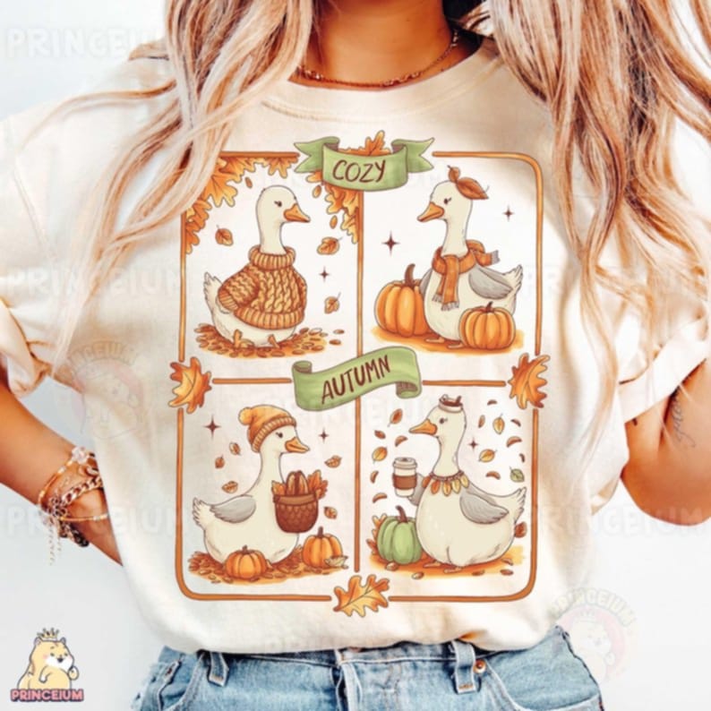 Cozy Autumn Goose Frame 111191 DTF transfer