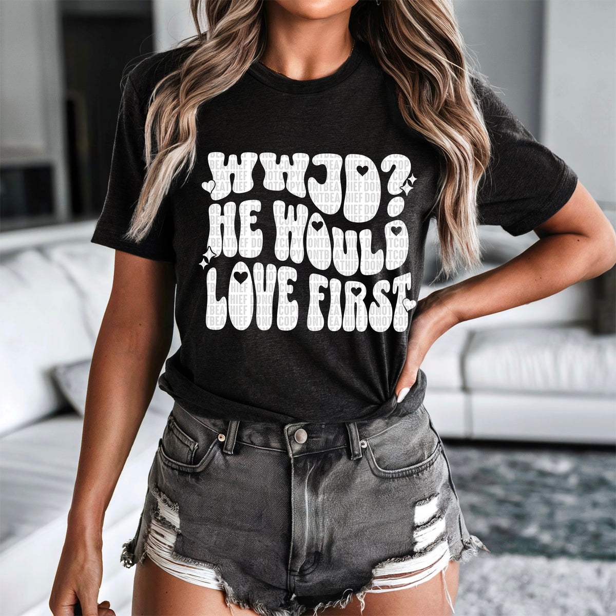WWJD he would love first white font 93563 DTF transfer
