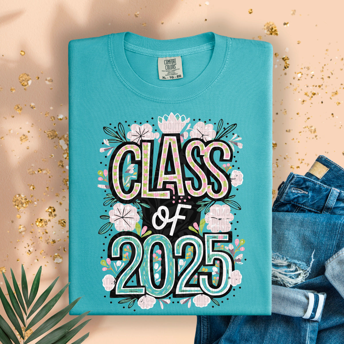 Class of 2025 flowers 95152 DTF transfer
