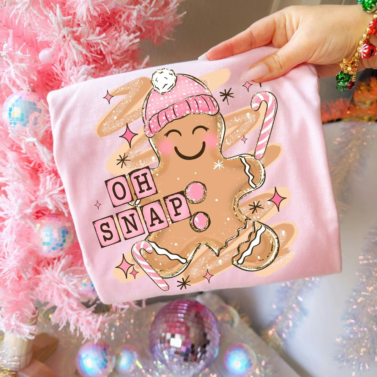 Oh snap gingerbread pink hat Sunday Special DTF transfer