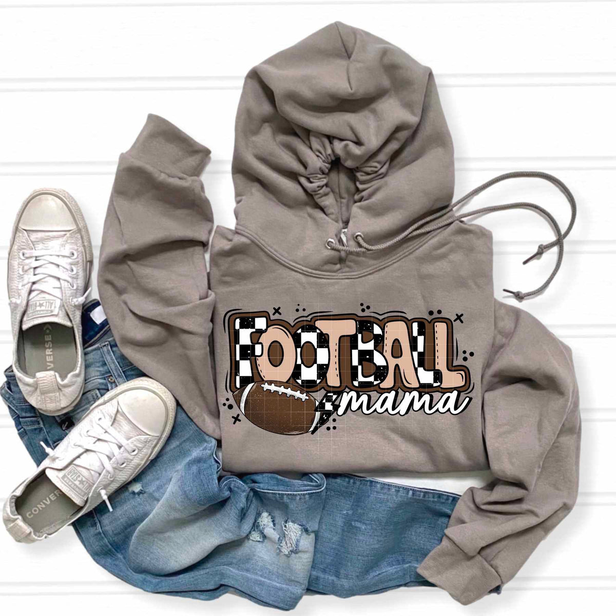 Football mama brown checkered (CSC) 84403 DTF transfer