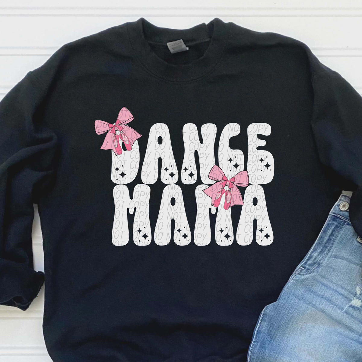 Dance Mama bows white words (city) DTF transfer