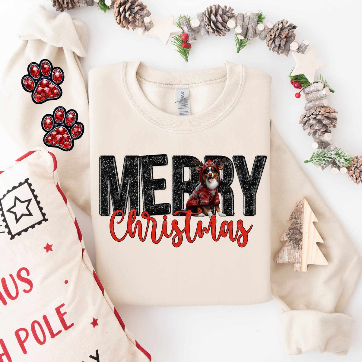 Merry Christmas Aussie FRONT ONLY (VIRGO) 53835 DTF transfer