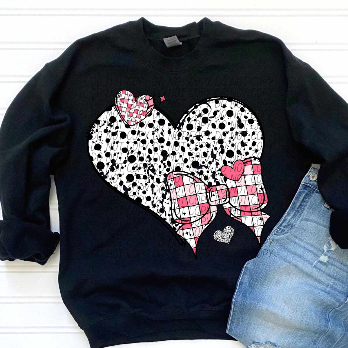 Heart and Checkered bow (CITY) 75761 DTF transfer
