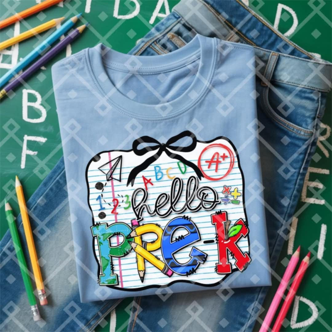 Hello pre-k paper background (Crafti) 103205 DTF transfer