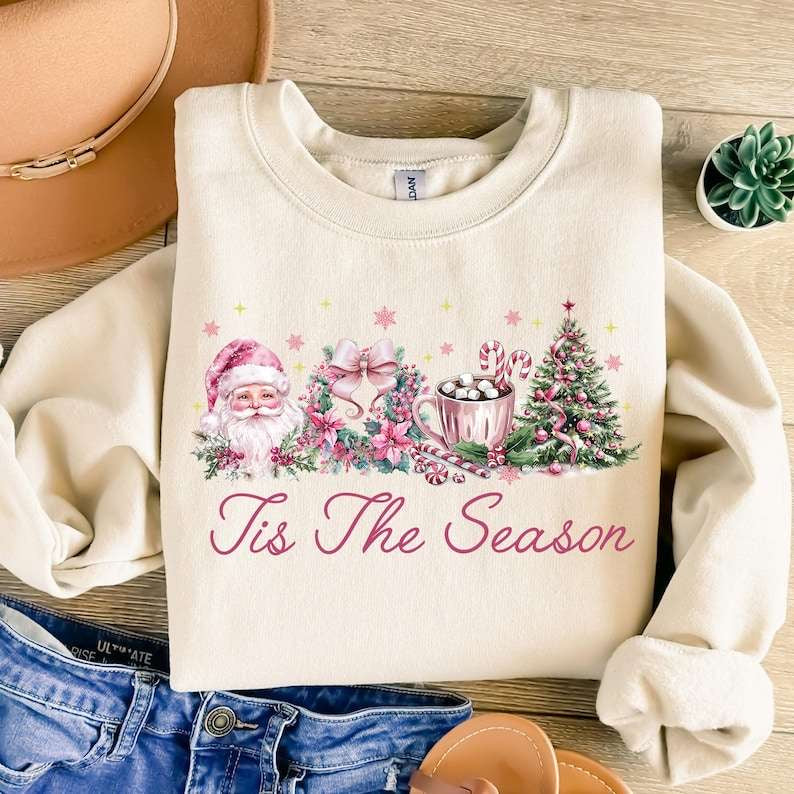 Tis the season pink Christmas items 62259 DTF transfer