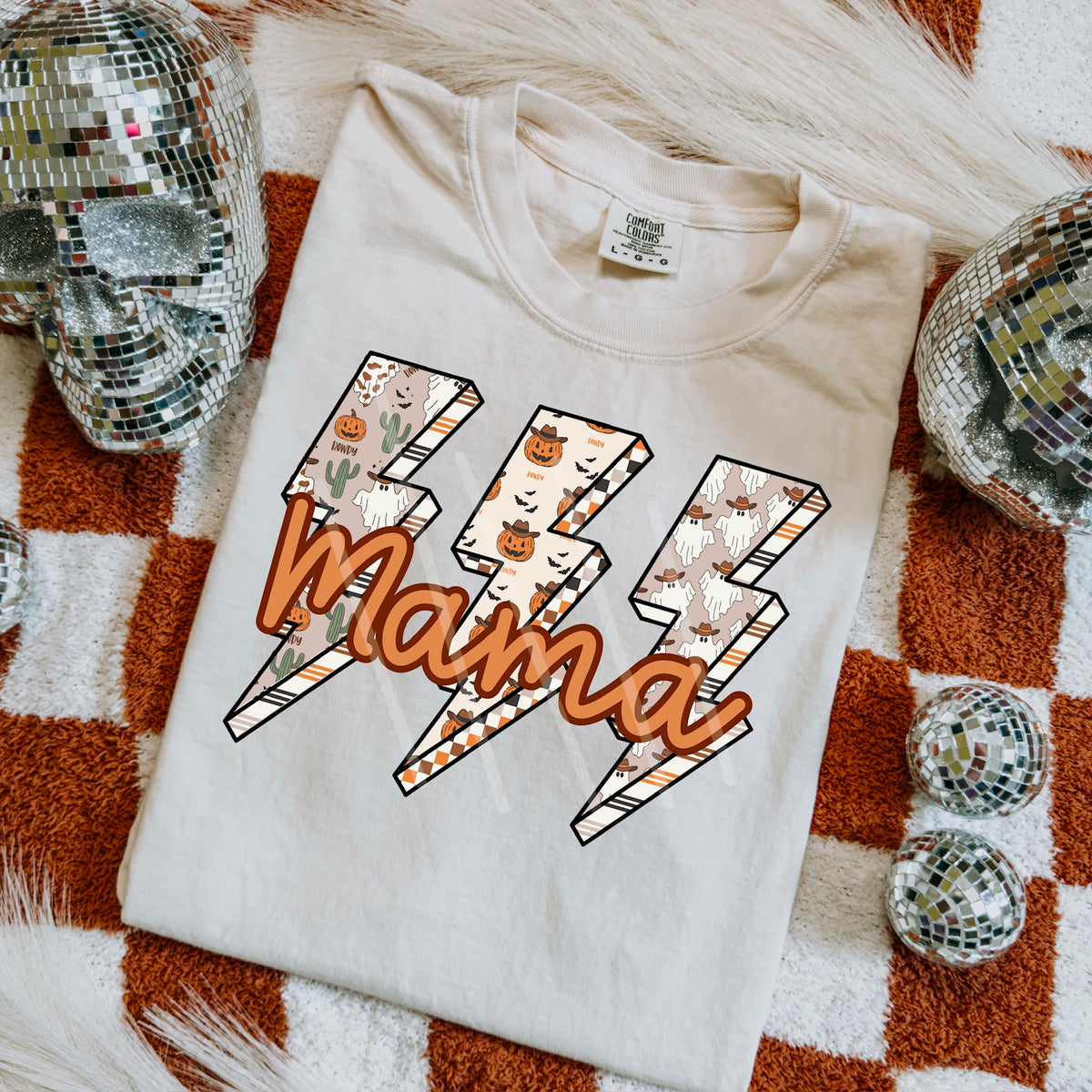 Mama spooky western lightning bolts (MZ) 113553 DTF transfer