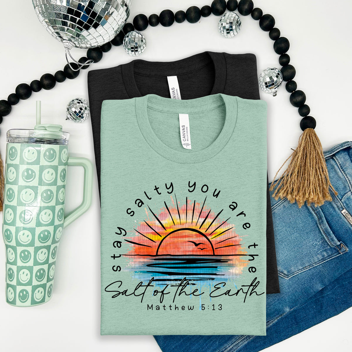 Stay salty you are the salt of the earth black font 100074 DTF transfer