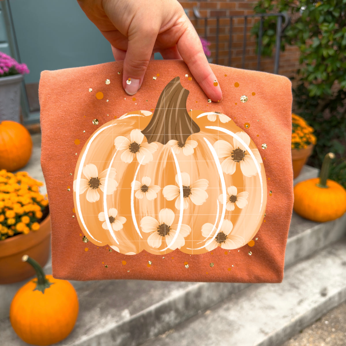Splatter floral pumpkin (CSC) DTF Transfer
