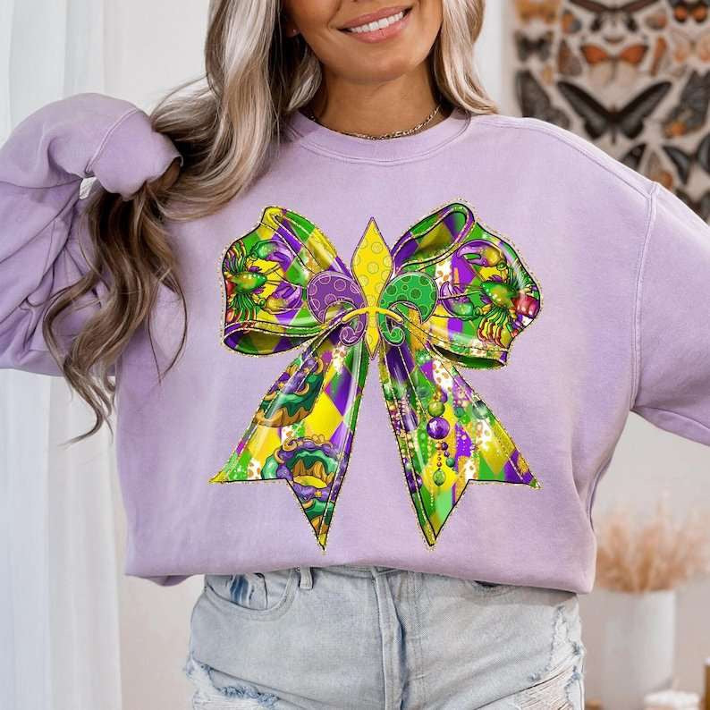 Mardi Gras bow 77675 DTF transfer