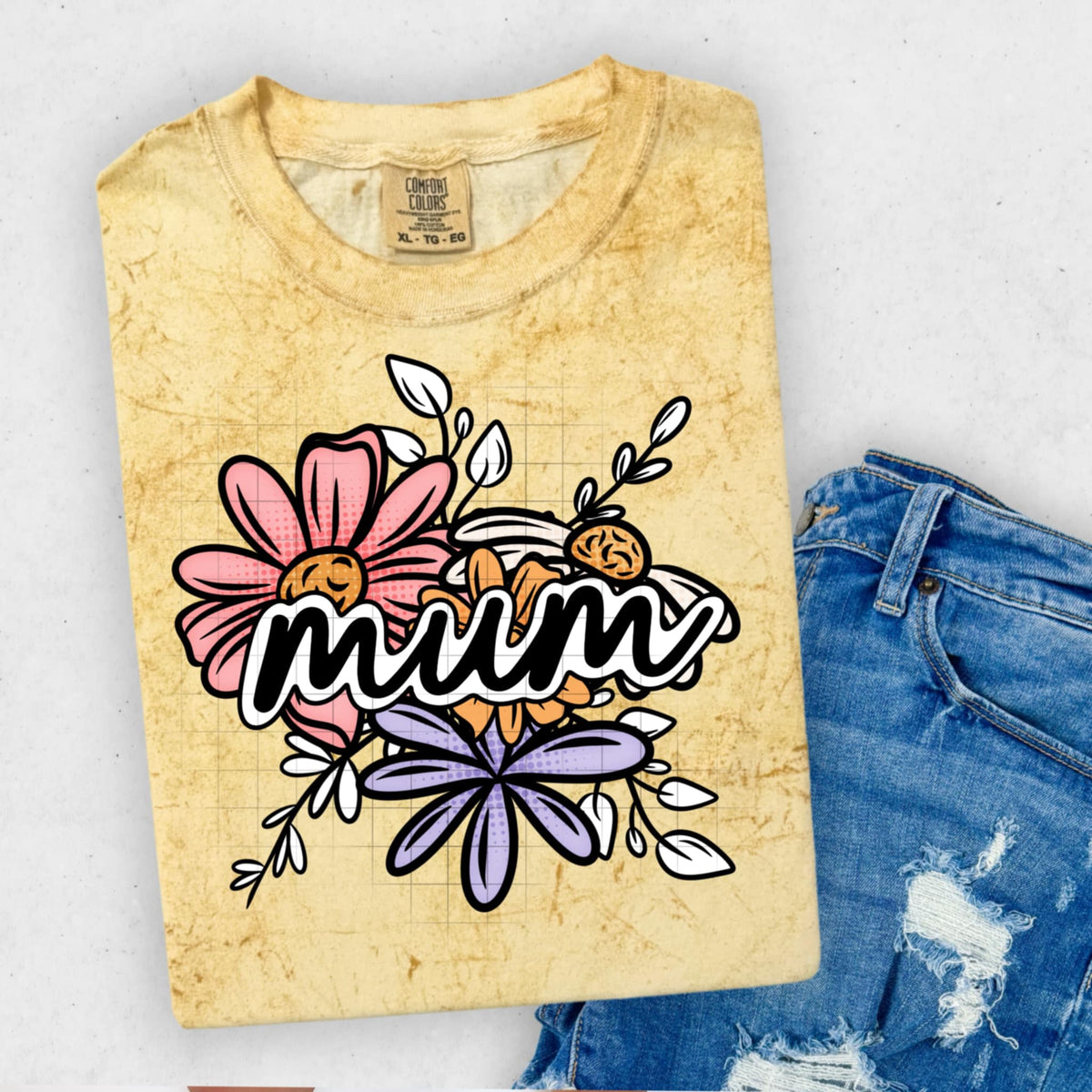 Mum pink and purple flowers (CSC) 91005 DTF transfer