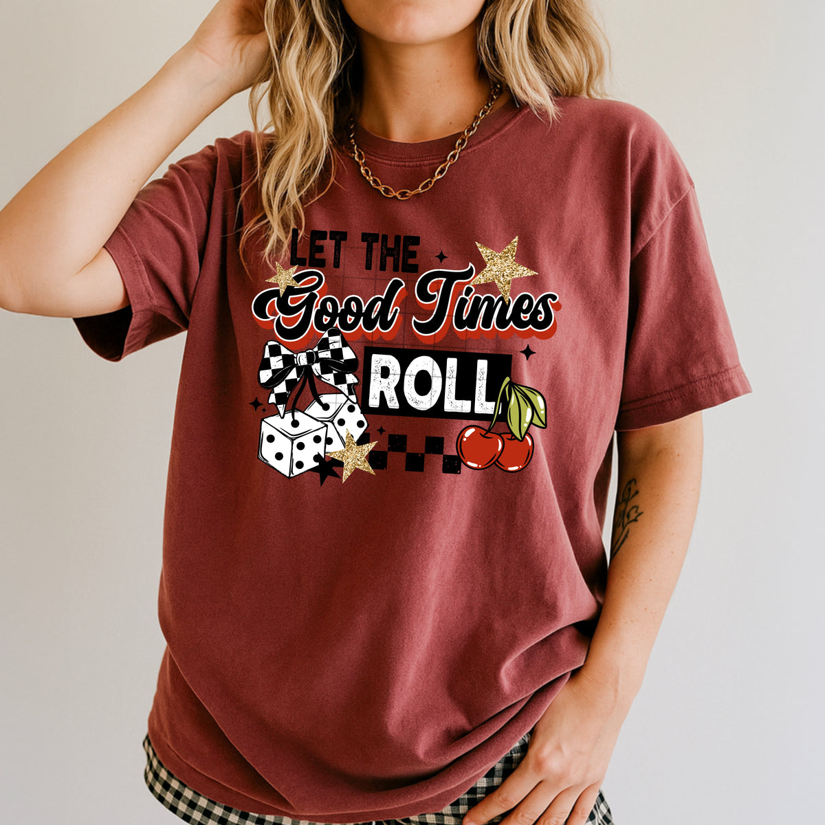 Let the good times dice cherries BLACK (CSC) DTF Transfer