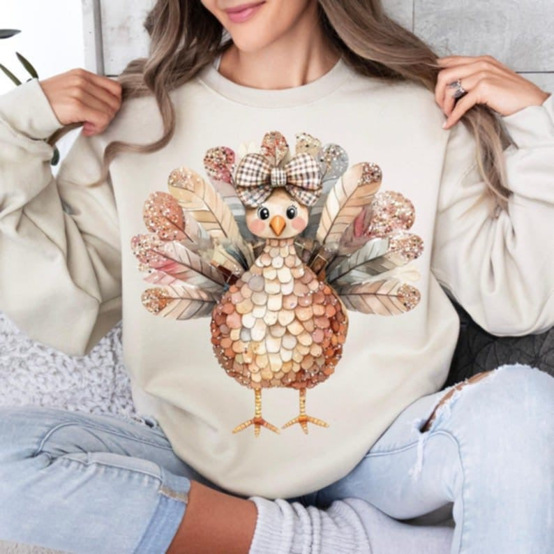 Turkey with glittery tail 107776 DTF transfer