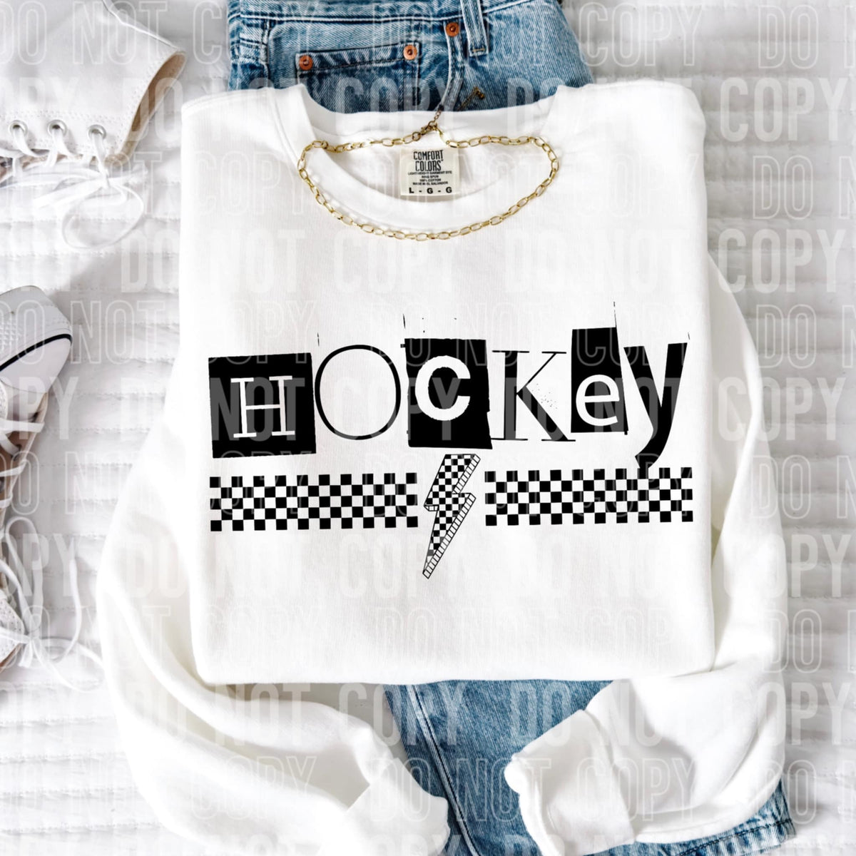Hockey checkered lightning bolt 97013 DTF transfer