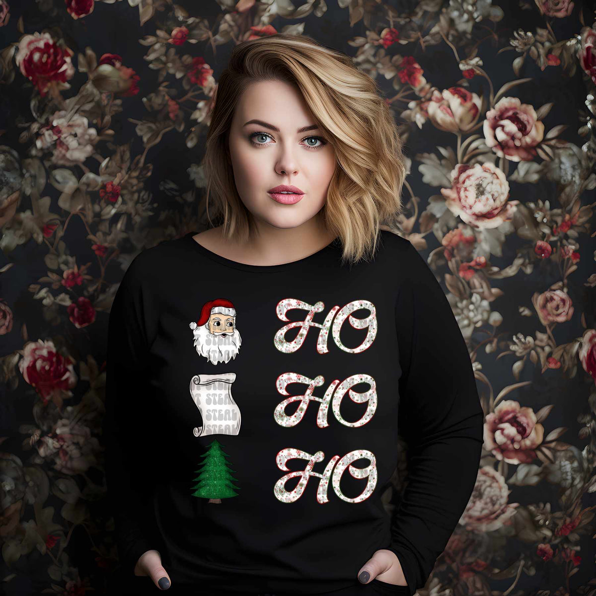 Ho ho ho Santa, list, tree (LANE) 60585 DTF transfer