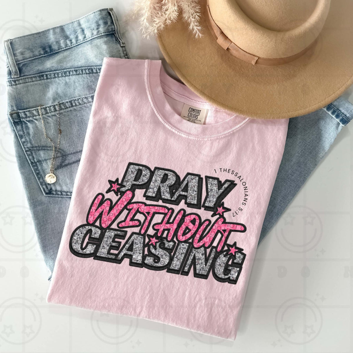 Pray without ceasing pink (HW) 92118 DTF transfer