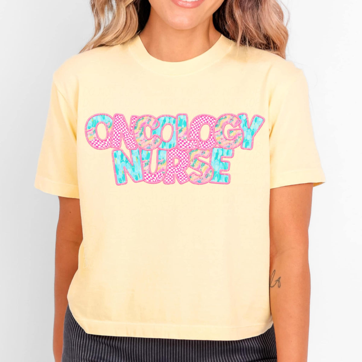 Oncology nurse pink checkered (CITY) 97107 DTF transfer