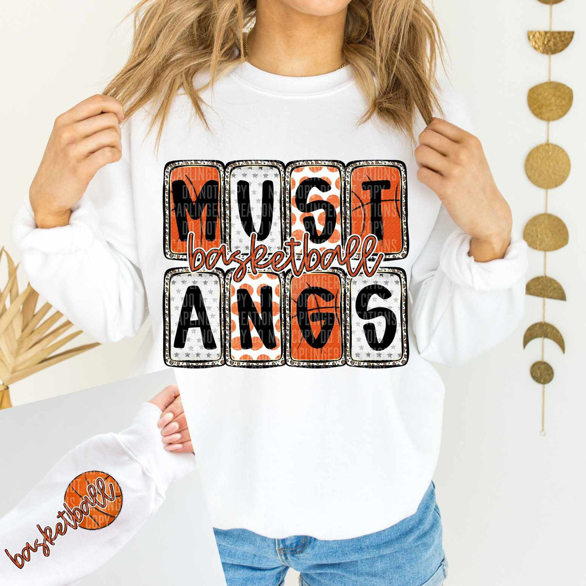 Mustangs Basketball FRONT (Caplinger) 82921 DTF transfer