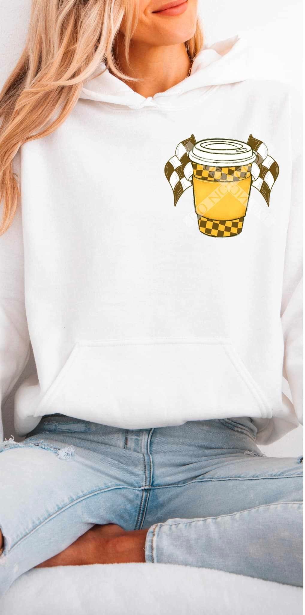Livin’ on coffee & racing pocket 84252 DTF transfer