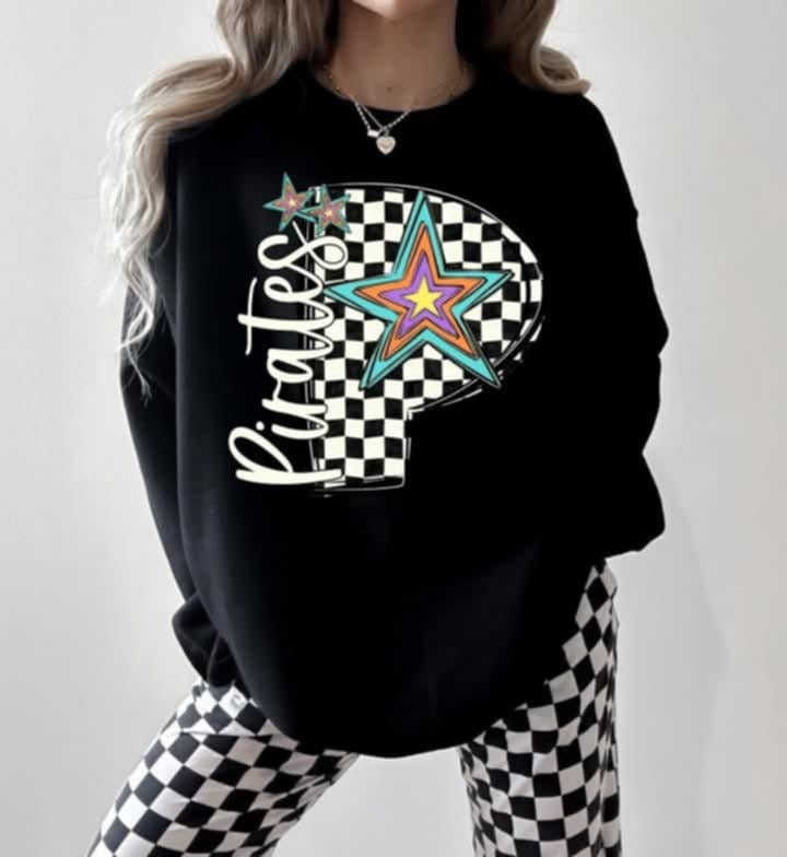 P pirates checkered with stars (S&G) 87138 DTF transfer