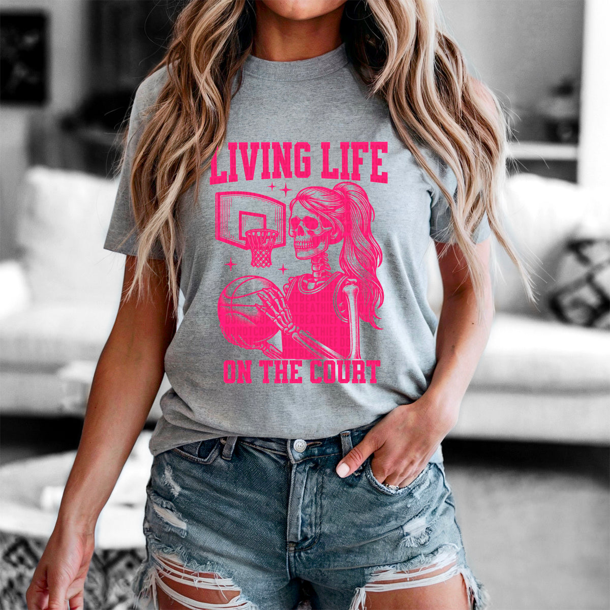 Living life on the court pink 93722 DTF transfer