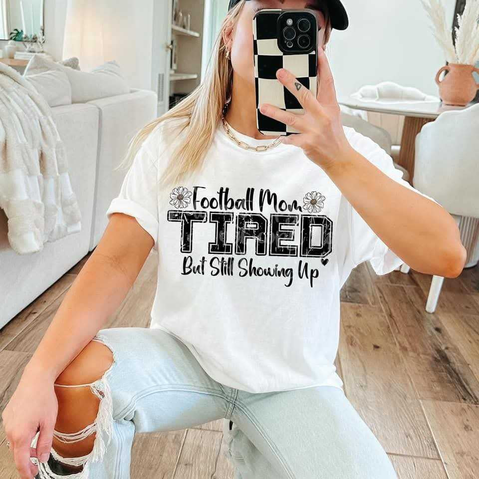 Football mom tired but still showing up (VIRGO) 82273 DTF transfer
