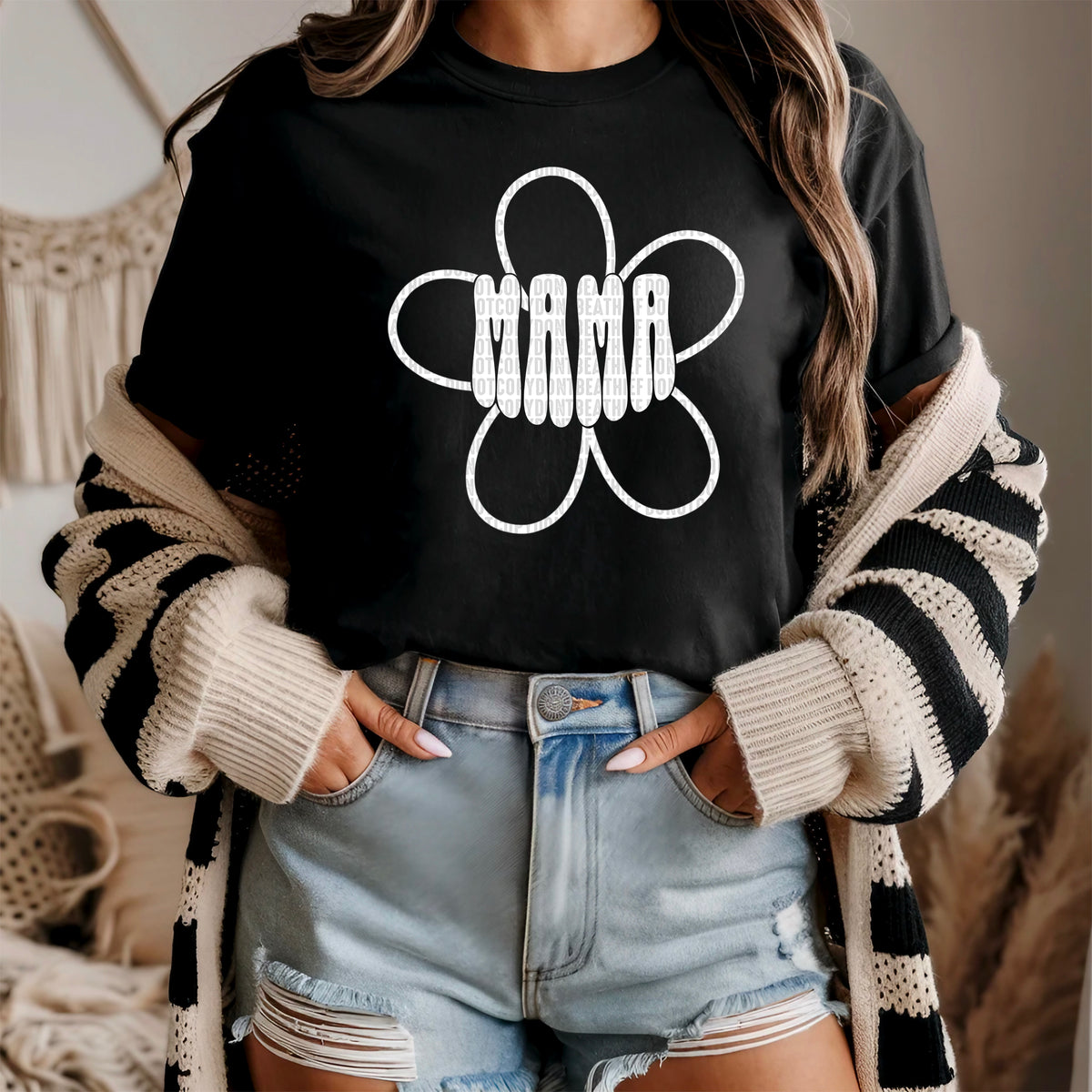 Mama white flower 93685 DTF transfer