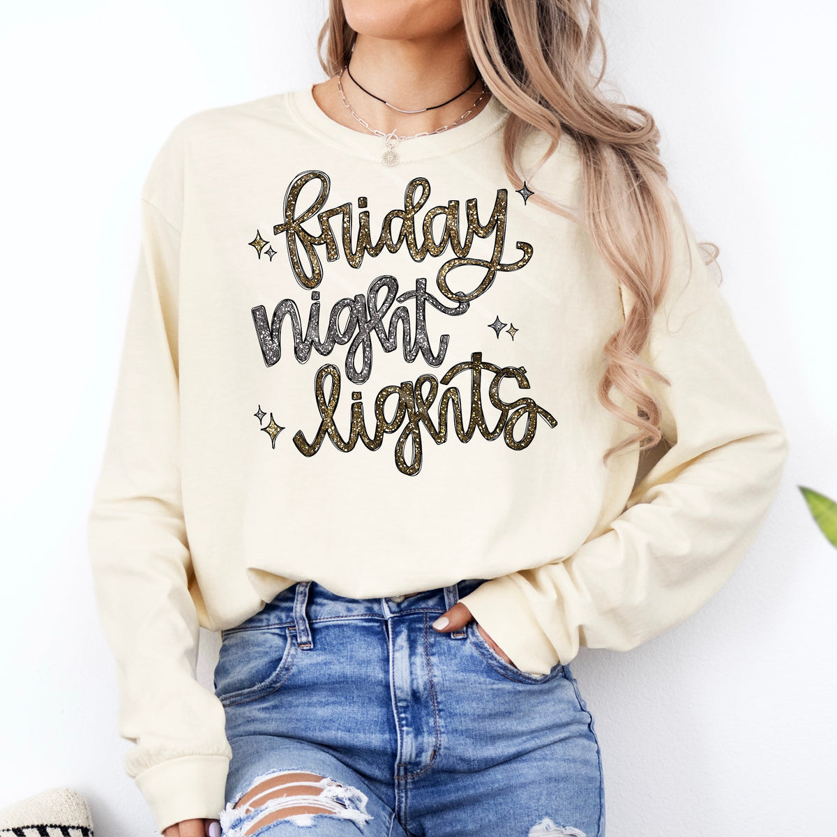 Friday Night Lights cursive glitter football (county line) 111064 DTF transfer