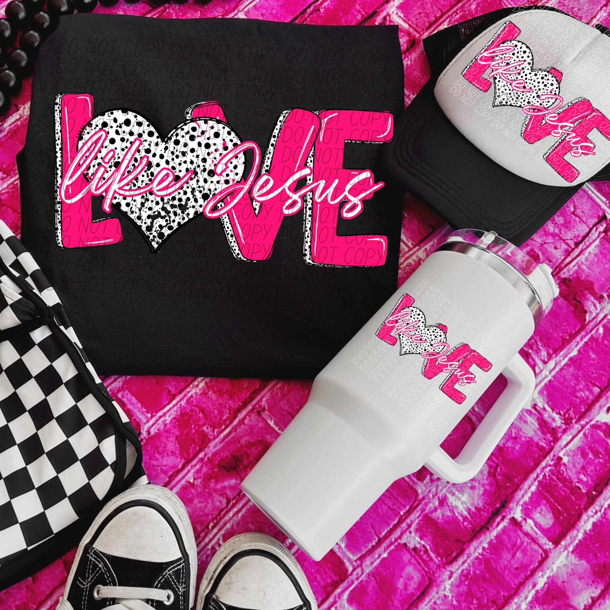 Love like Jesus pink outline (CITY) 75753 DTF transfer