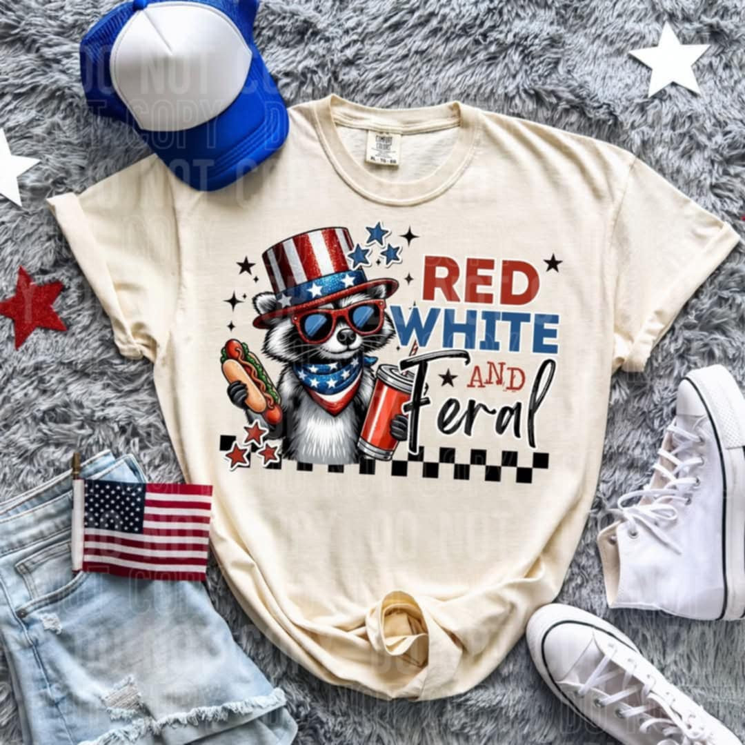 Red white and feral (SBB) 103282 DTF transfer