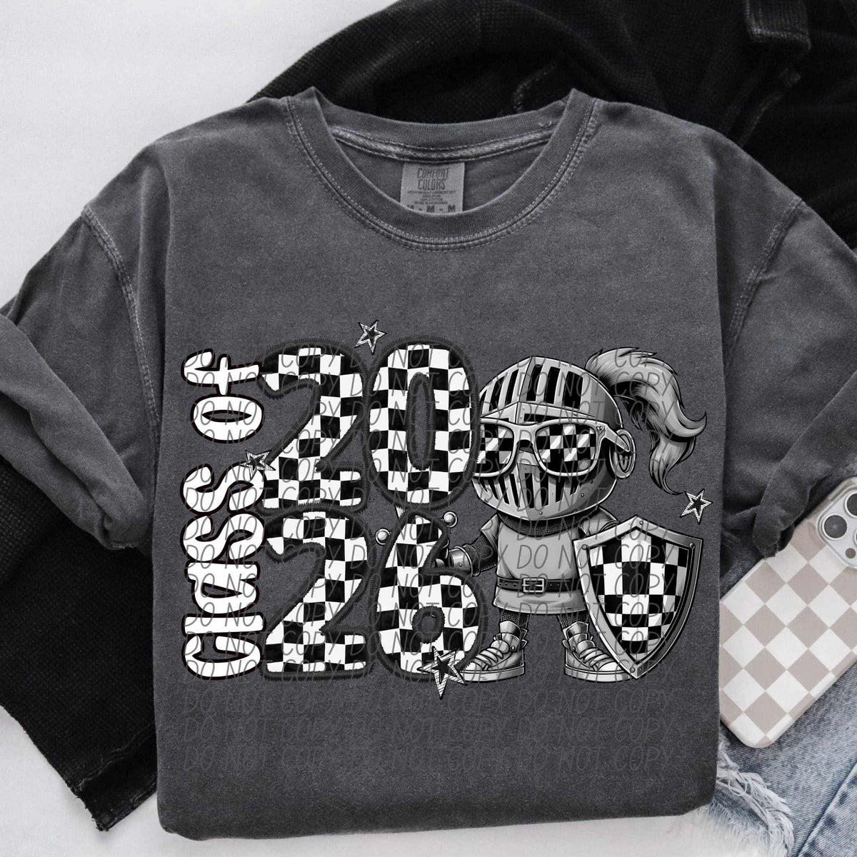Class of 2026 checkered Knights city DTF transfer