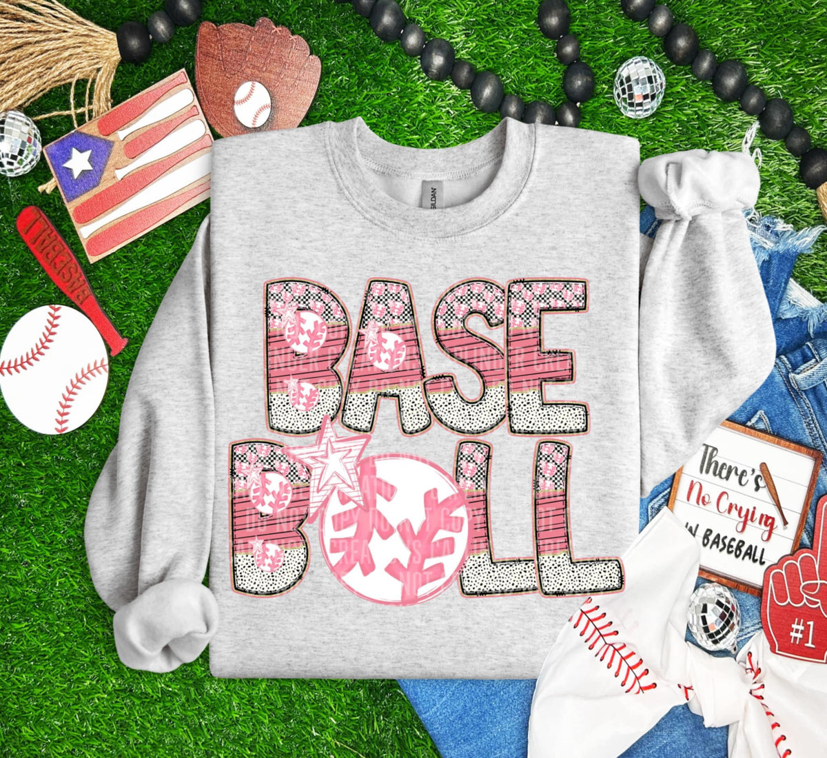 Baseball white and pink (Caplinger) 94406 DTF transfer