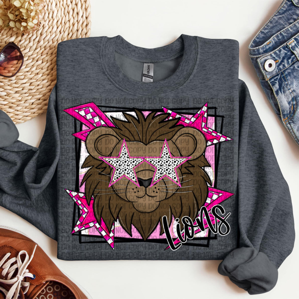 Lions pink background (VP) 91980 DTF transfer