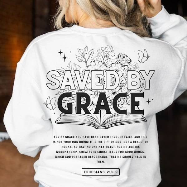 Saved by Grace black font open Bible (KARTA) 62983 DTF transfer
