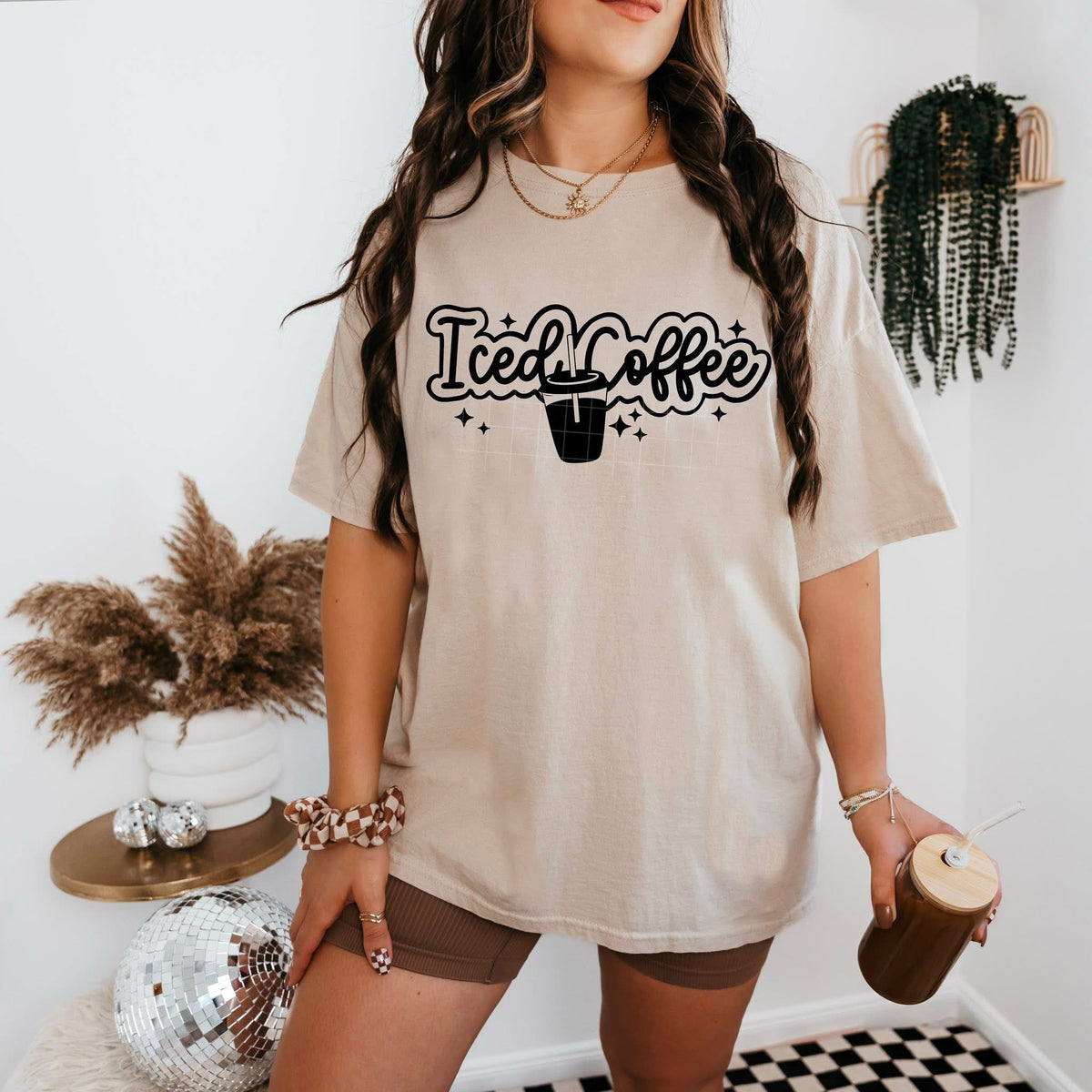 Iced Coffee Outline BLACK (CSC) DTF transfer