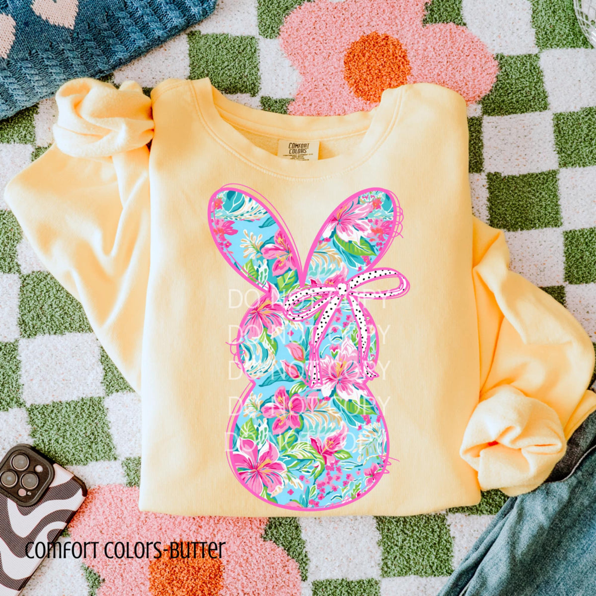 Bunny pink polka dotted bow (CSG) 87963 DTF transfer