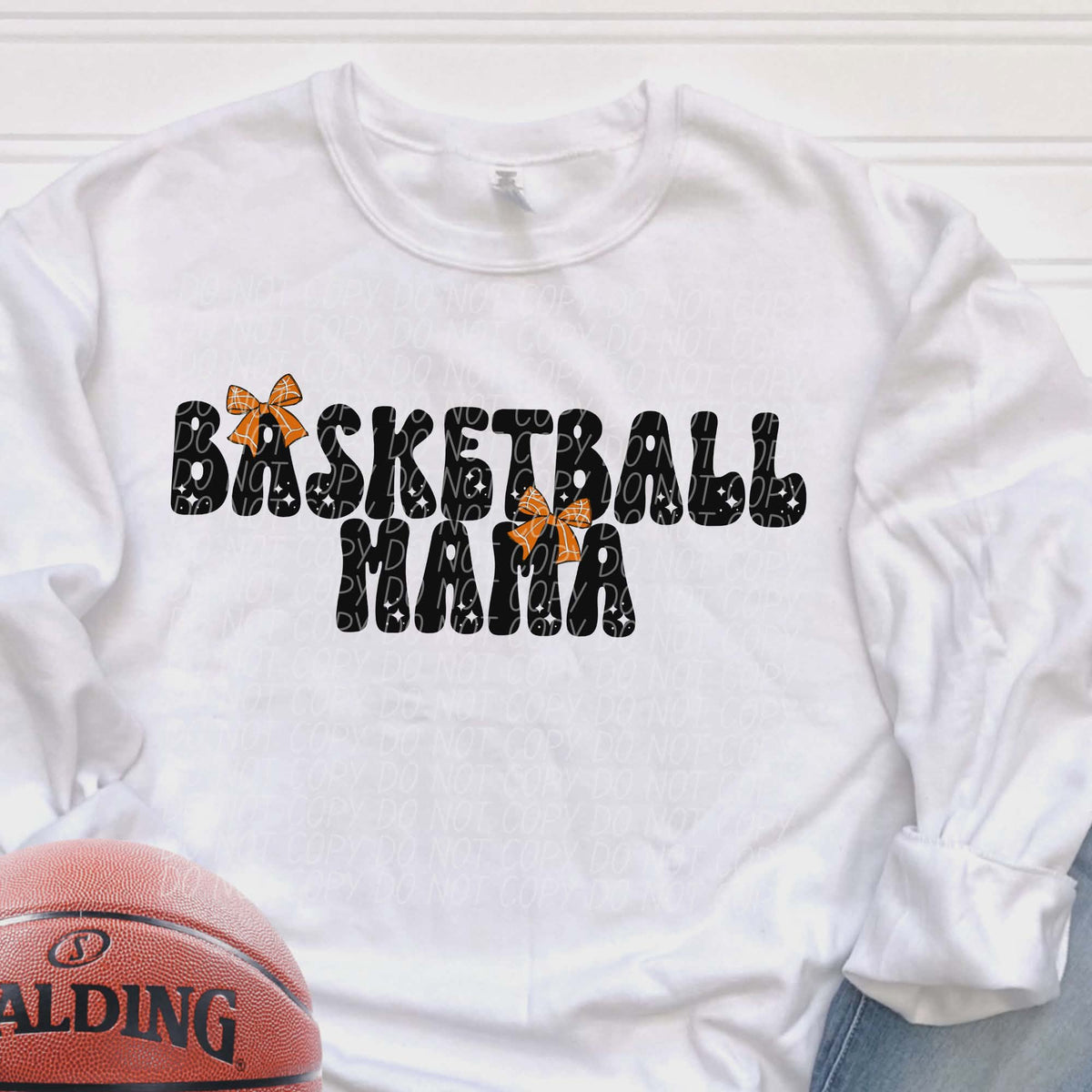Basketball Mama bows black words (city) DTF transfer