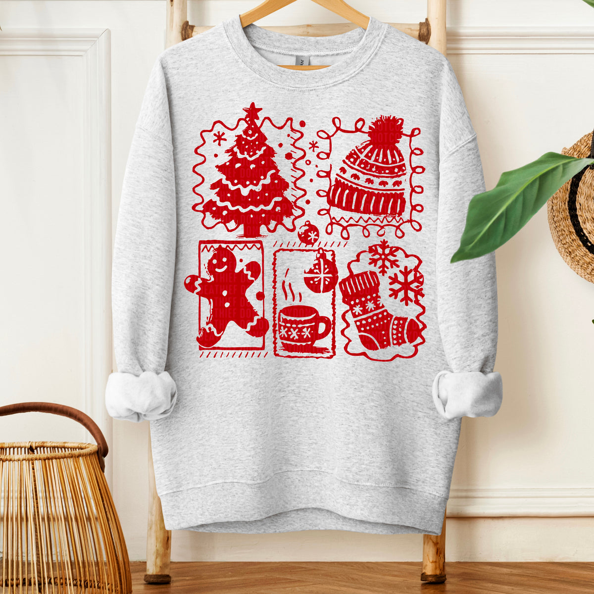 Winter Doodles RED 113383 DTF transfer