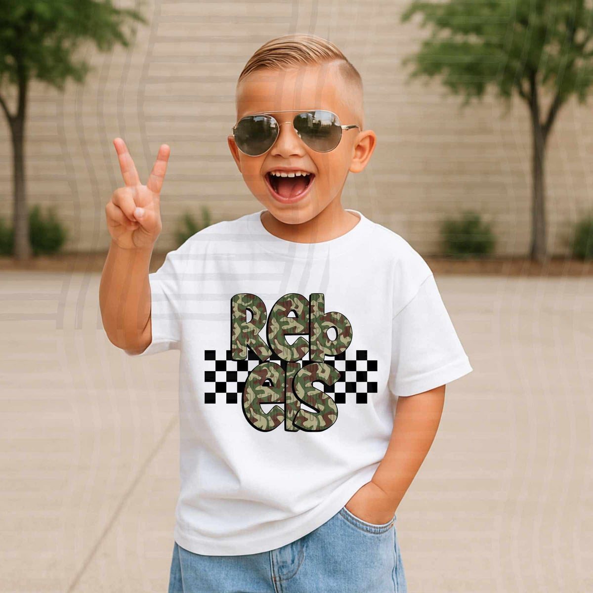 Rebels Camo checkered mascots (Caplinger) DTF transfer