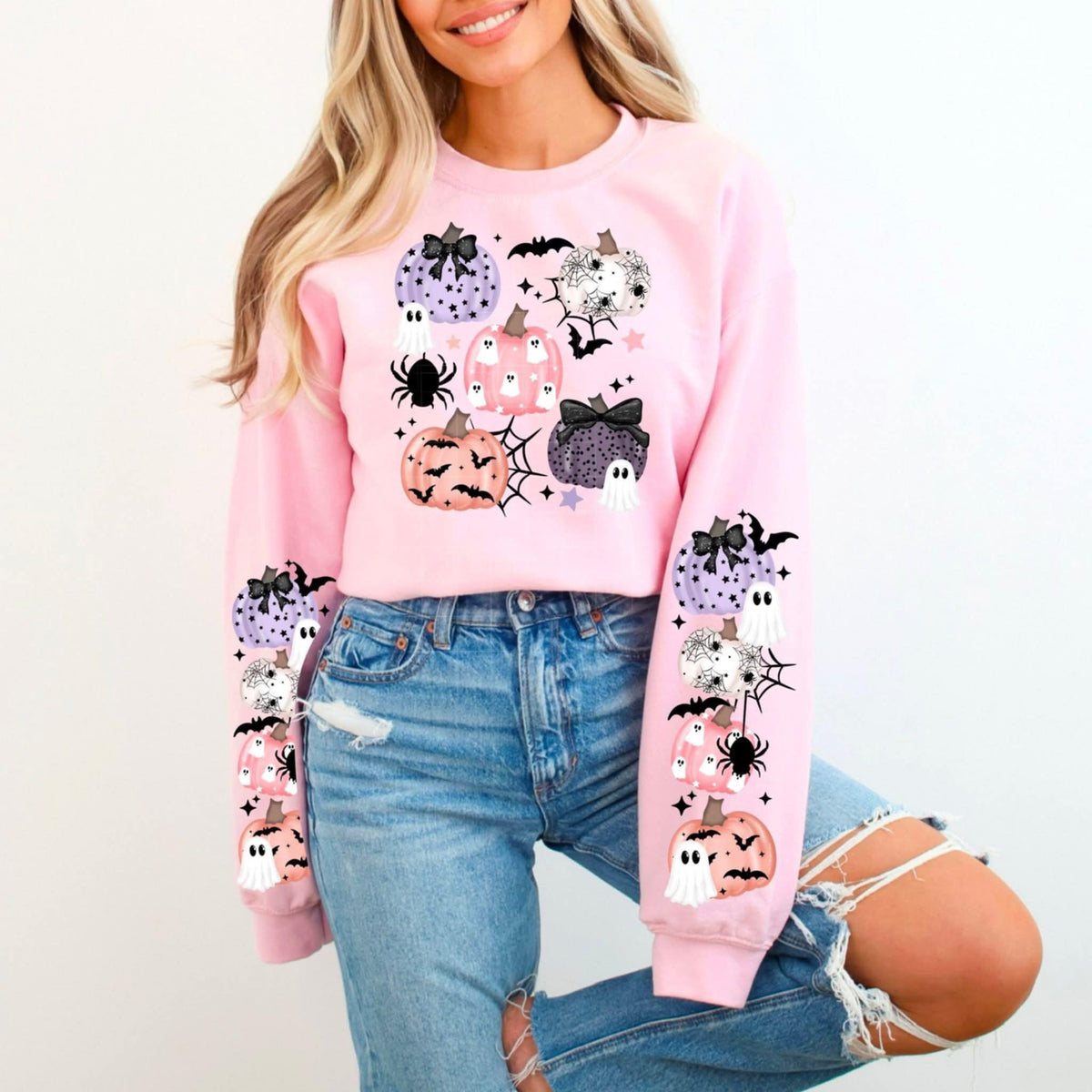 Girly Halloween pumpkins cluster FRONT (CSC) 107828 DTF transfer