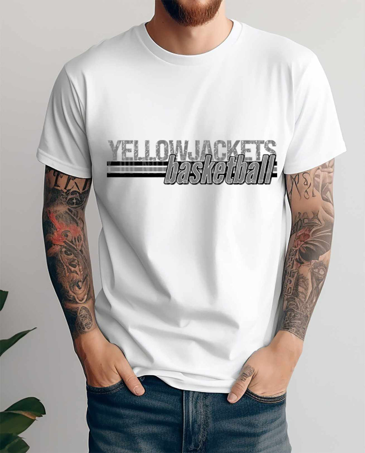 Yellowjackets basketball grey vintage (caplinger) 82083 DTF transfer