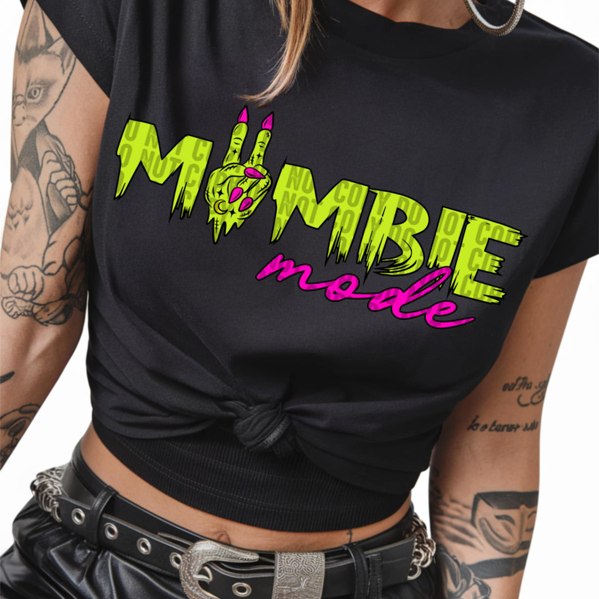 Mombie Mode green and pink (lane) DTF transfer