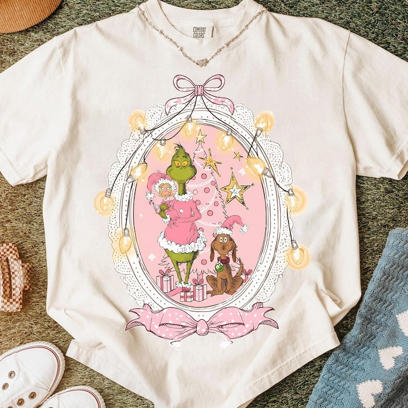 Pink Green Guy Frame and Bows sunday special DTF transfer